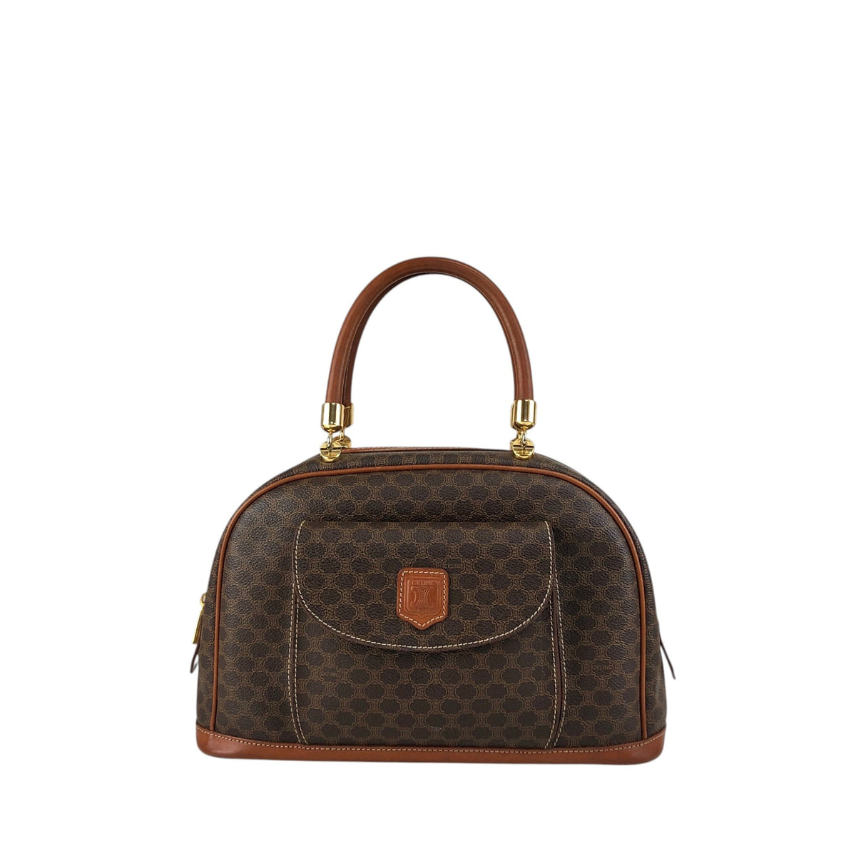 CELINE Macadam Blason Handbag Brown Vintage 623s5d