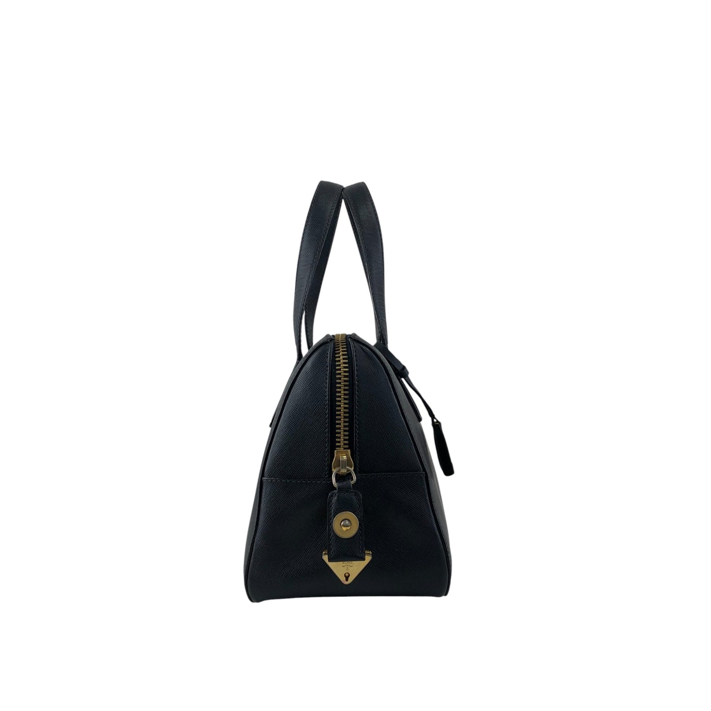 PRADA Logo Embossed Padlock Handbag Navy Vintage w43cew