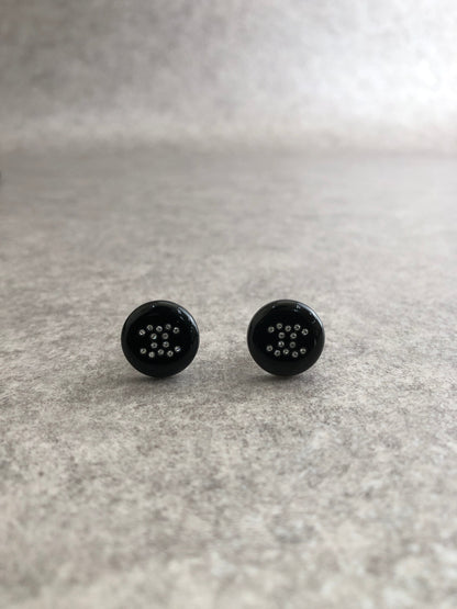 CHANEL Coco Mark Rhinestone Pierced Black Vintage wejixm