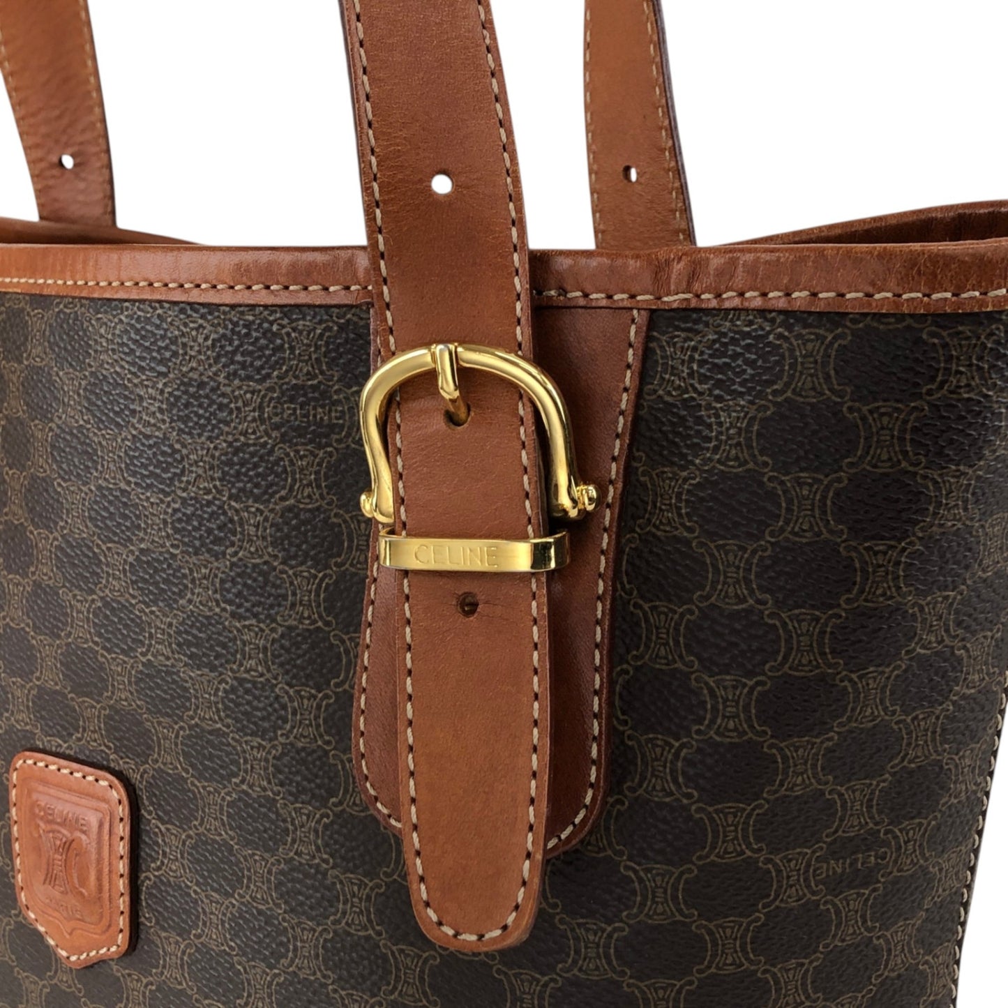 CELINE Macadam Blason Handbag Totebag Brown Vintage bz34wg