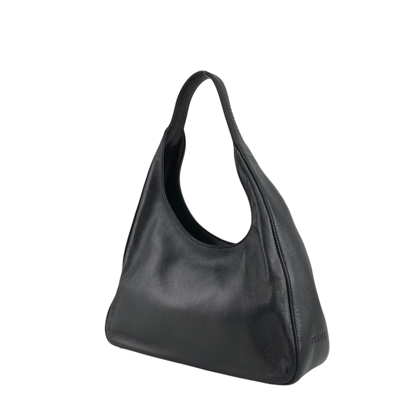PRADA Logo Embossed Handbag Black Vintage skzrga