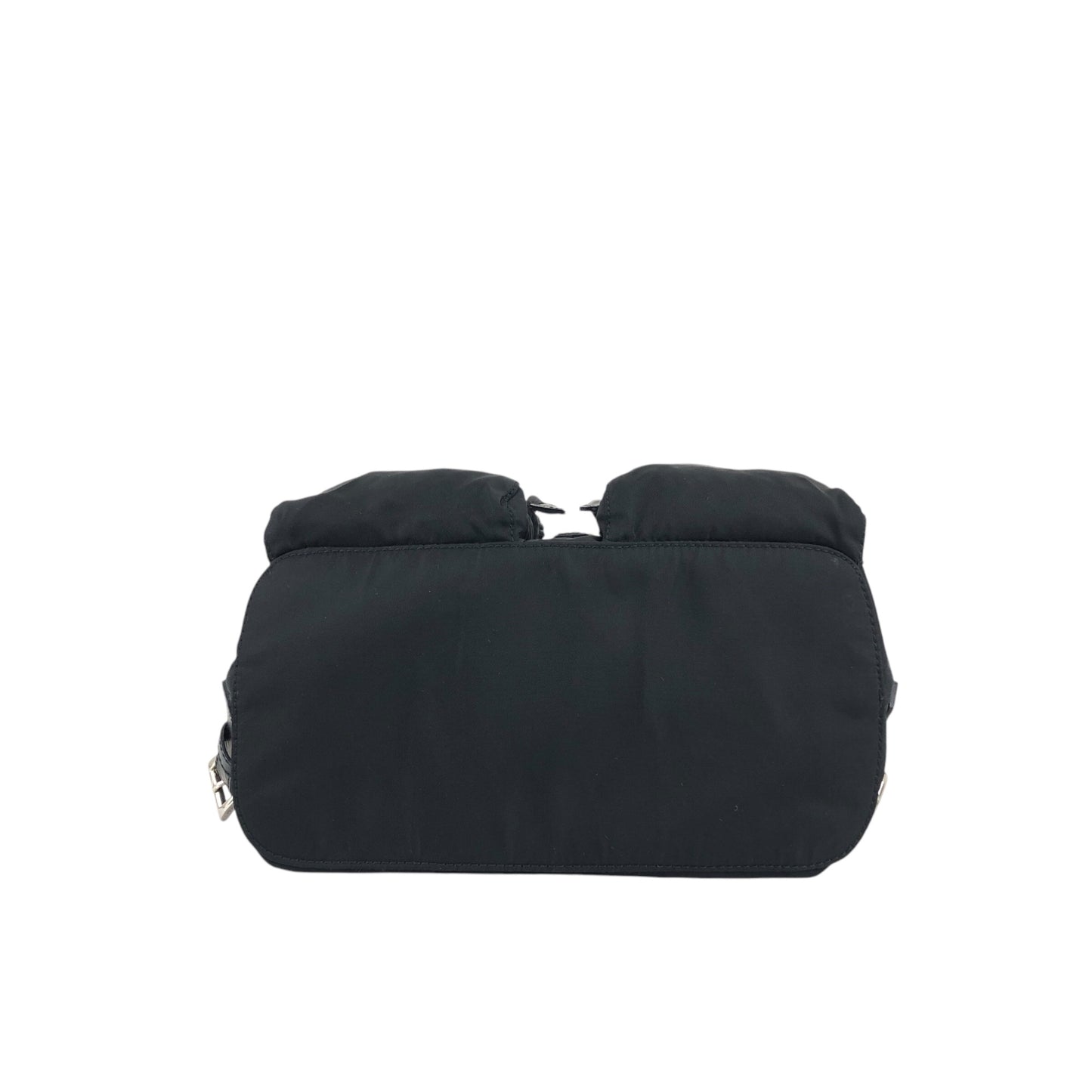 PRADA Triangle Logo Double Pocket Backpack Black Vintage u4u7vk
