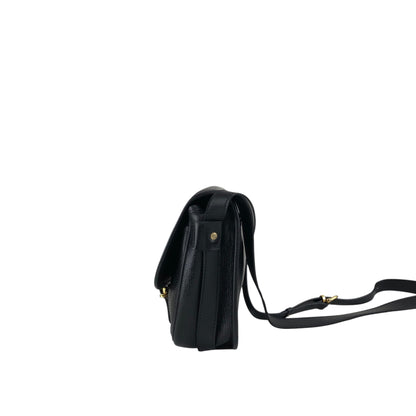 CELINE Blason Front Buckle Shoulder bag Black Vintage 4n3ttr
