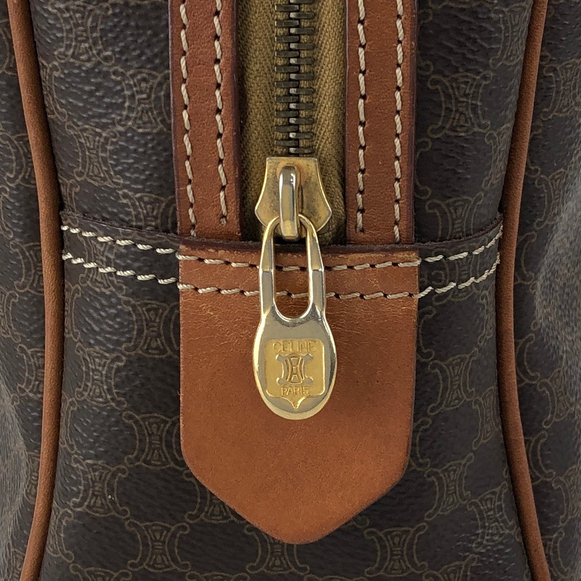 CELINE Macadam Blason Two-way Handbag Shoulder bag Brown Vintage 58rwg8