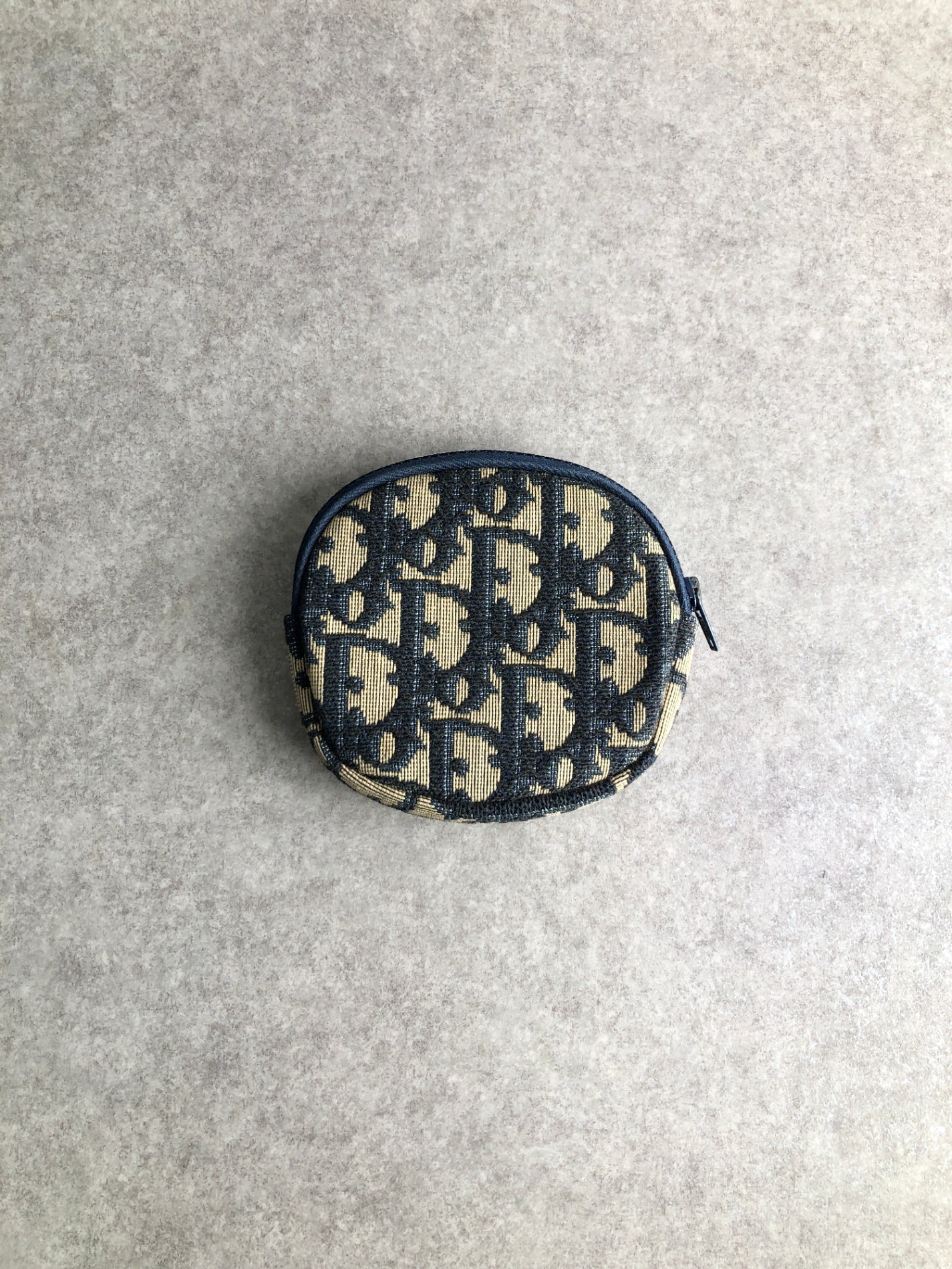 Christian Dior Trotter Logo Coin Purse Navy Vintage xtp3gx