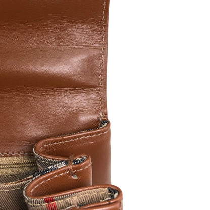 BURBERRY Front Lock Top Handle Handbag Brown Vintage 8sk6uz