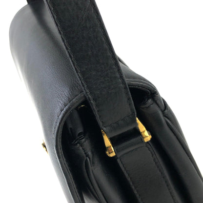 CELINE Triomphe Leather Crossbody Shoulder bag Black Vintage hn5feu