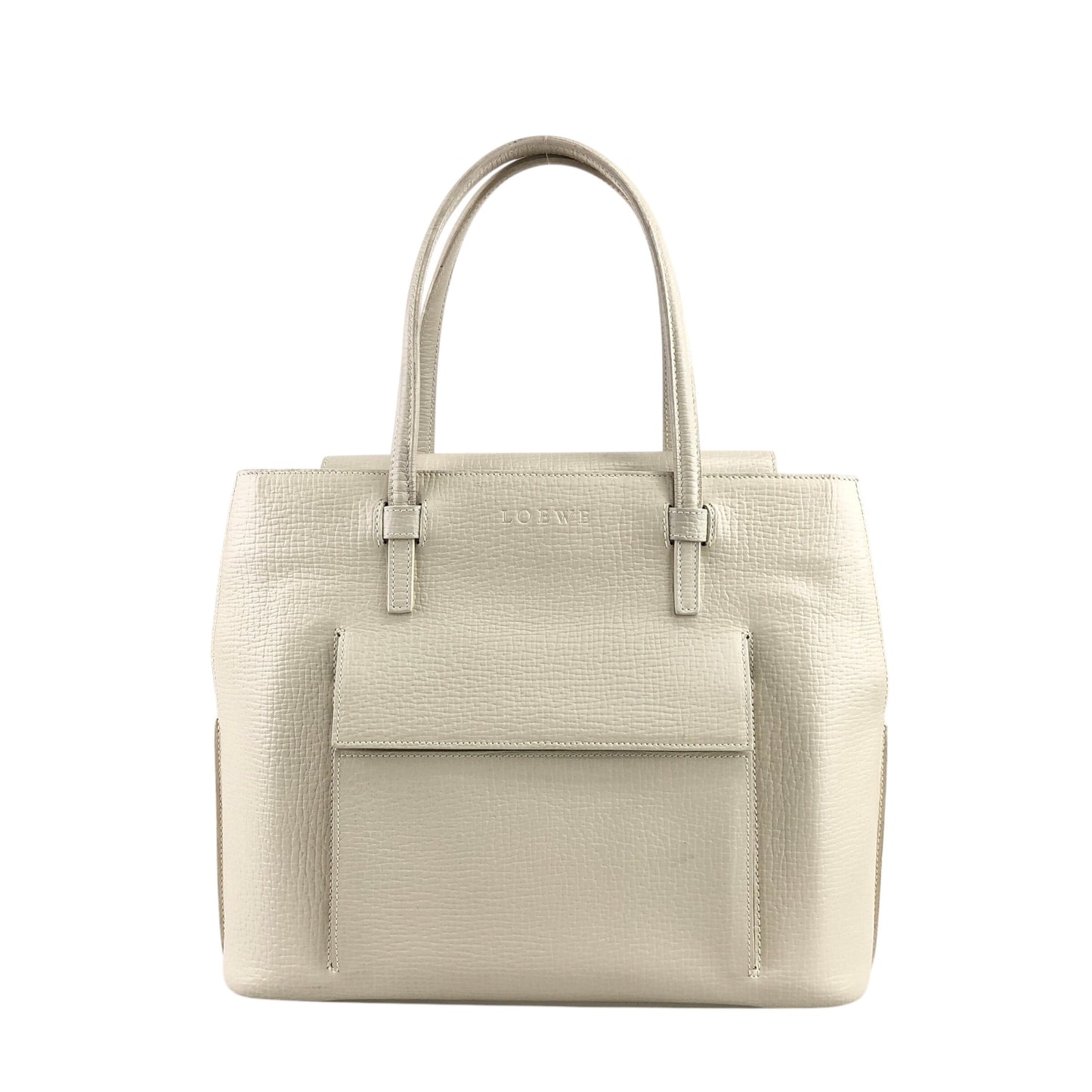 LOEWE Logo Embossed Handbag Ivory Vintage eu3utx