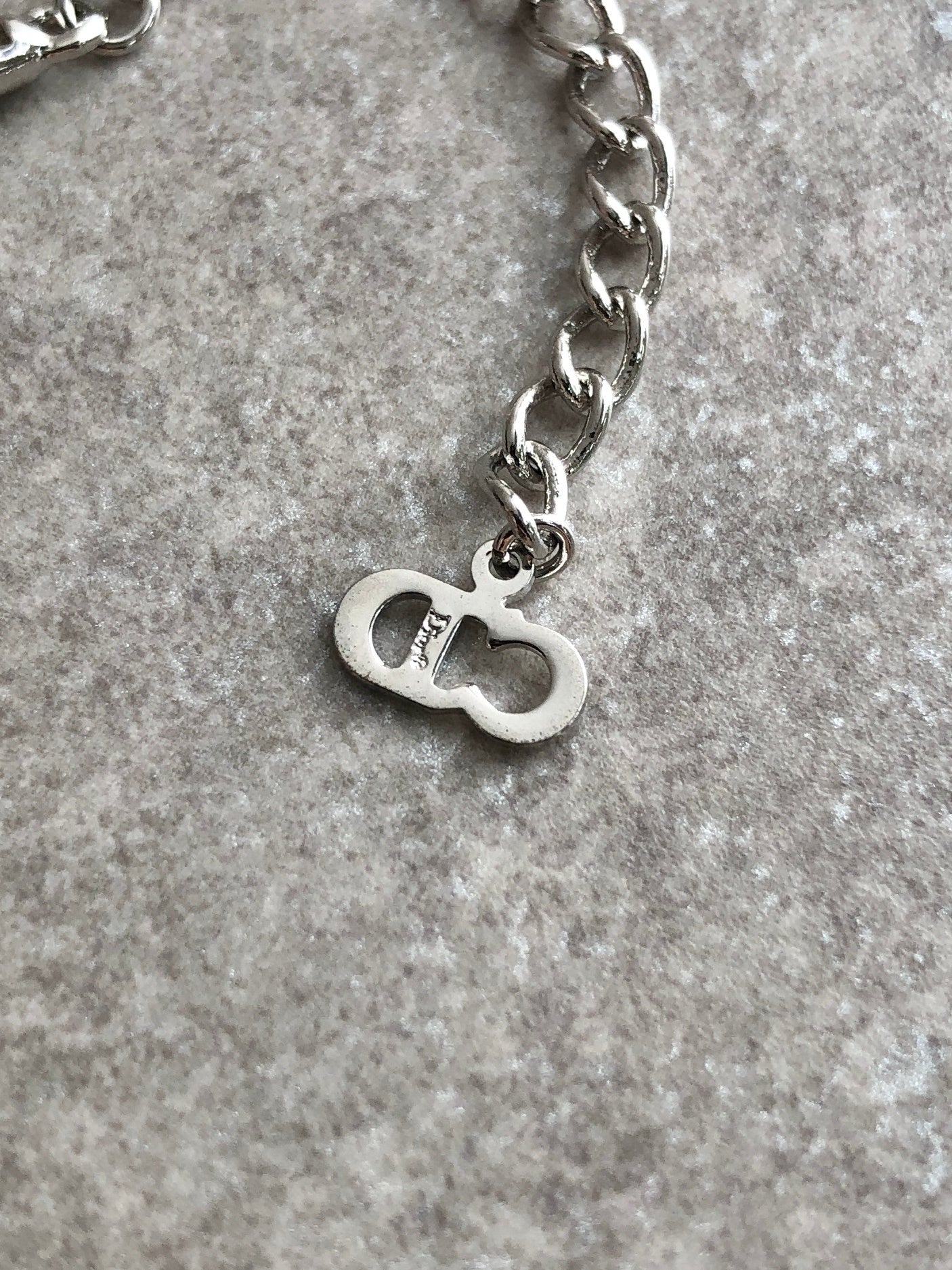 Christian Dior Logo Motif Necklace Silver Vintage ytk2tc