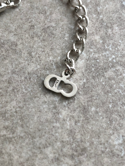 Christian Dior Logo Motif Necklace Silver Vintage ytk2tc