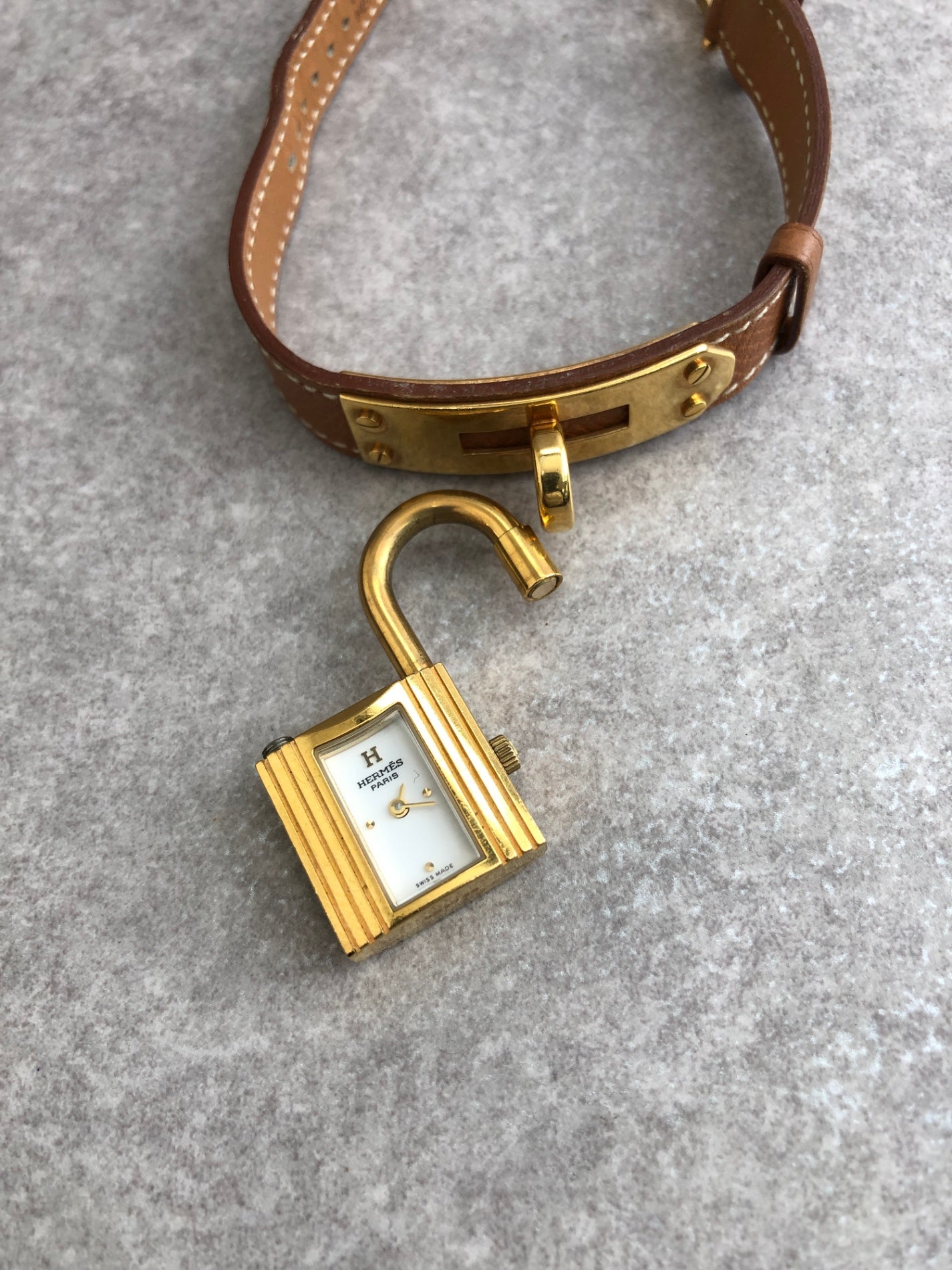 HERMES Watch Brown Vintage m64n6e