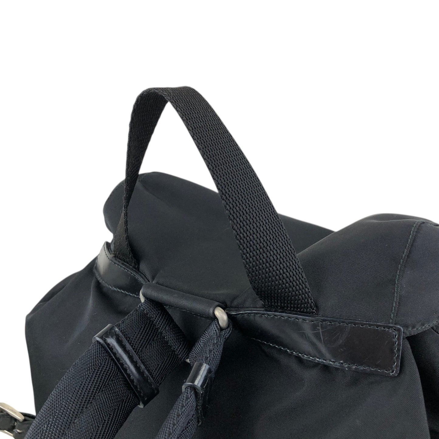PRADA Tessuto Triangle Logo Front Buckle Front Pocket  Backpack Black Vintage 6abvn2