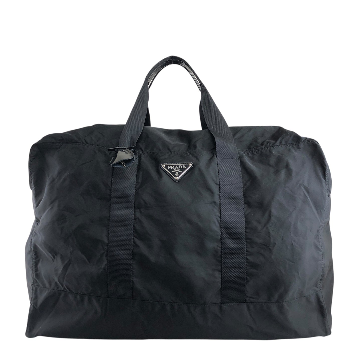 PRADA Tessuto Triangle Logo Boston bag Black Vintage ukxscf