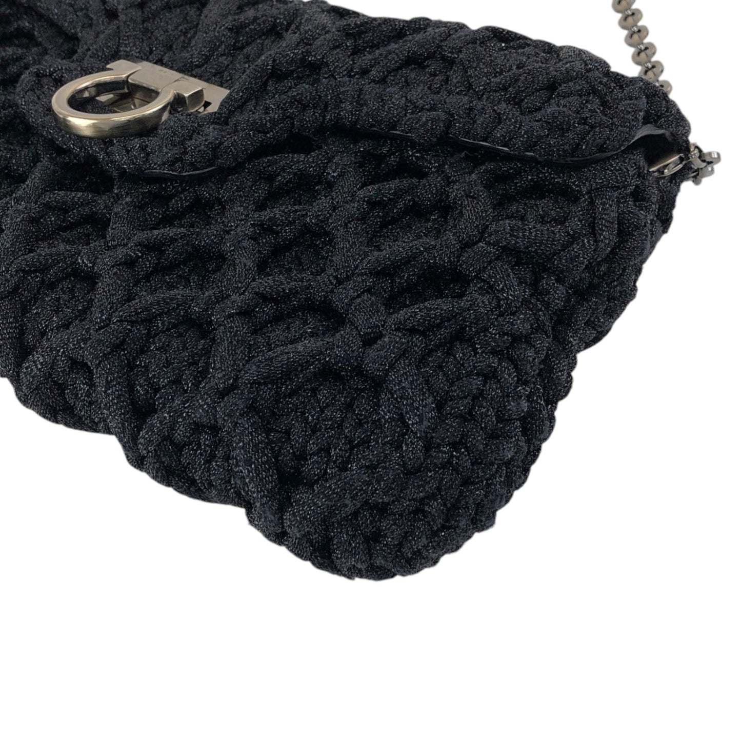 Salvatore Ferragamo Gancini Chain Shoulder bag Black Vintage phcpax