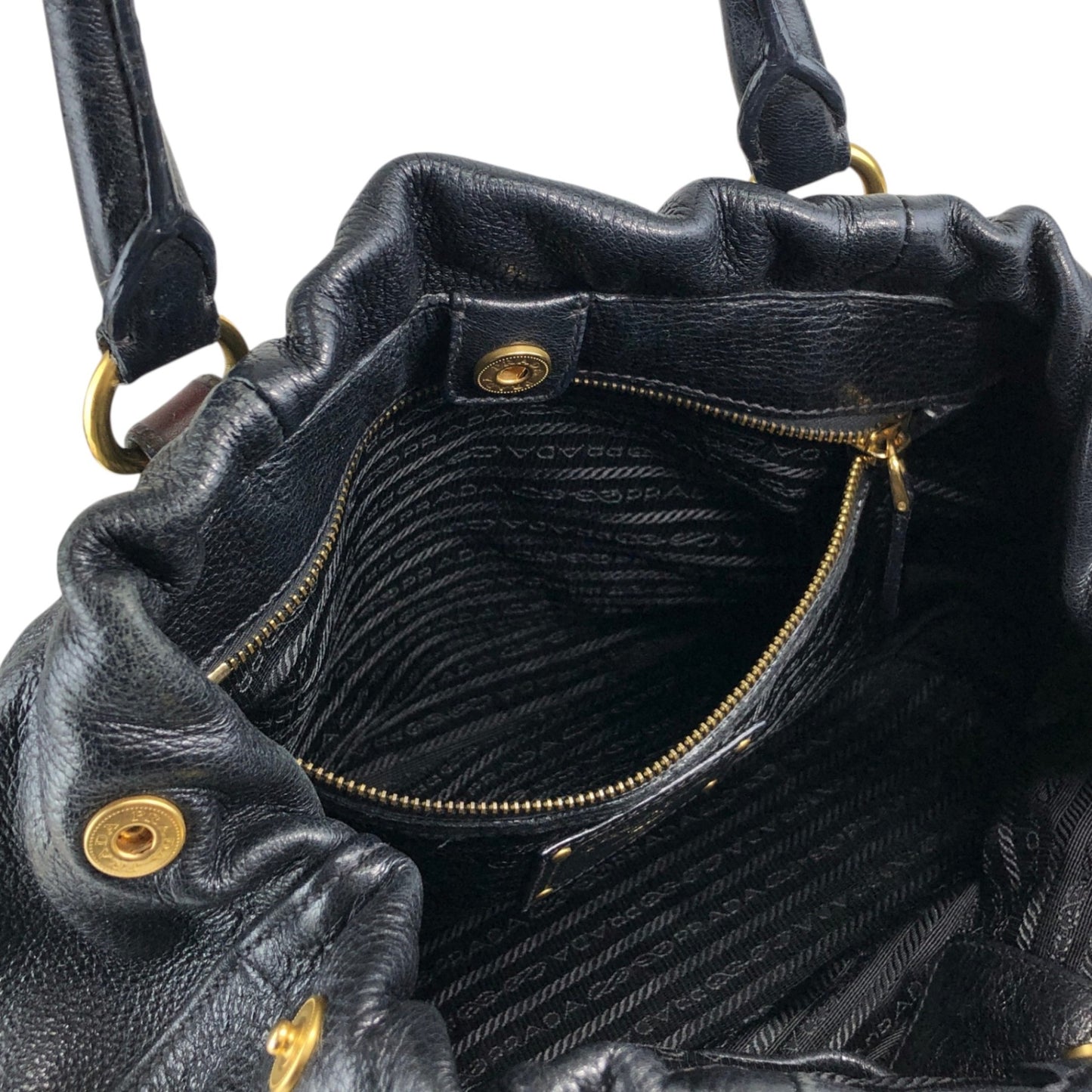 PRADA Logo Handbag Totebag Black Vintage dcjbha