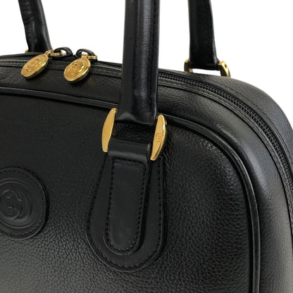 GUCCI Logo Embossed Handbag Black Vintage anpyxi