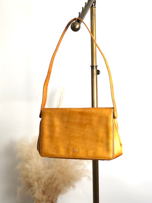 PRADA Logo Shoulder bag Orange Vintage j4ytxn