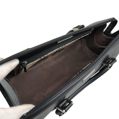 BURBERRY Logo Small Boston bag Handbag Black Vintage 56f78t