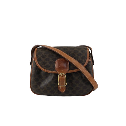 CELINE Macadam Blason Front Buckle  Shoulder bag Brown Vintage gzgnsp