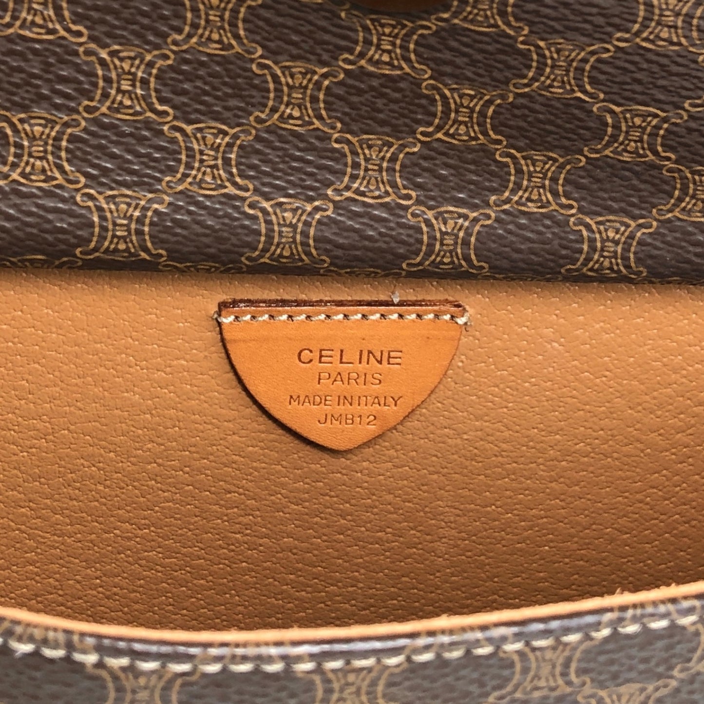 CELINE Macadam Gancini Two-way Handbag Shoulder bag Brown Vintage kgm5ej