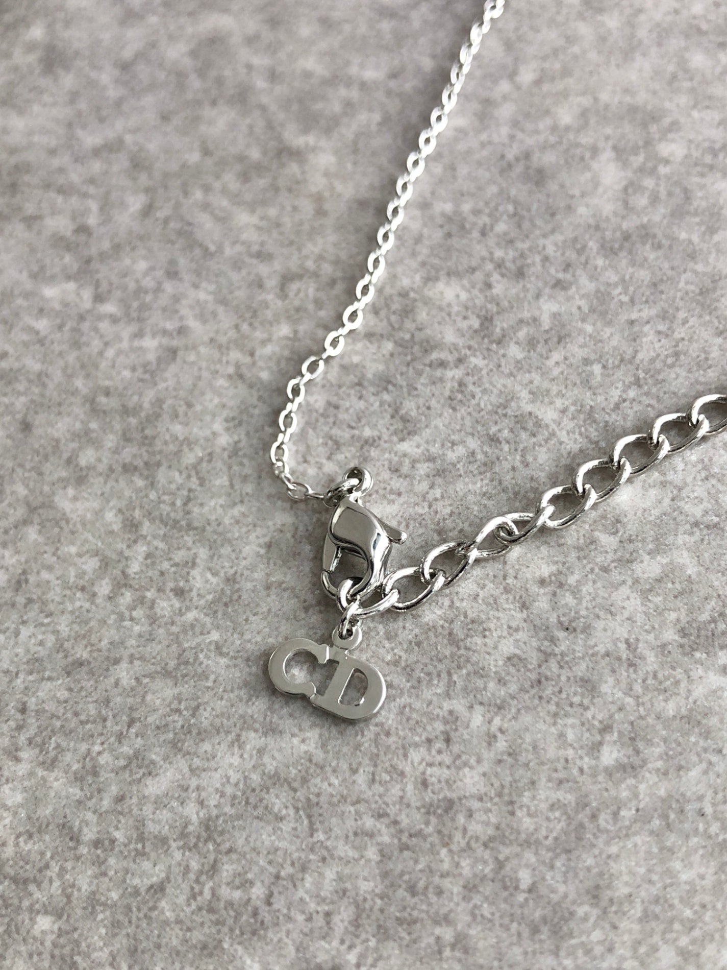Christian Dior Heart Motif Necklace Silver Vintage 3ecimw