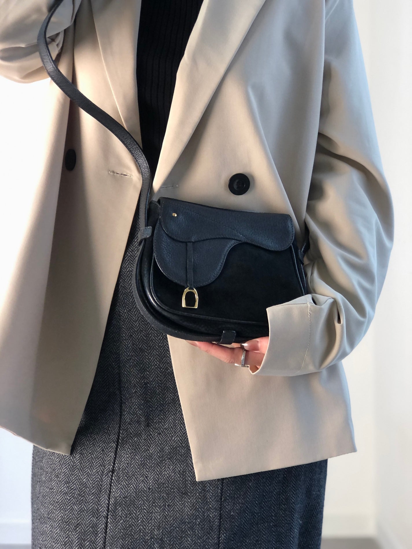 GUCCI Horse Bit Small Shoulder bag Black Vintage wevswd