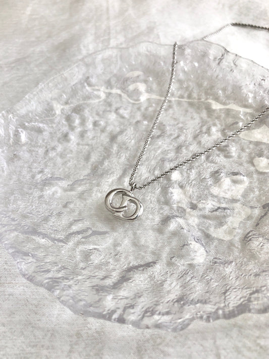 Christian Dior Logo Necklace Silver Vintage 5ssase