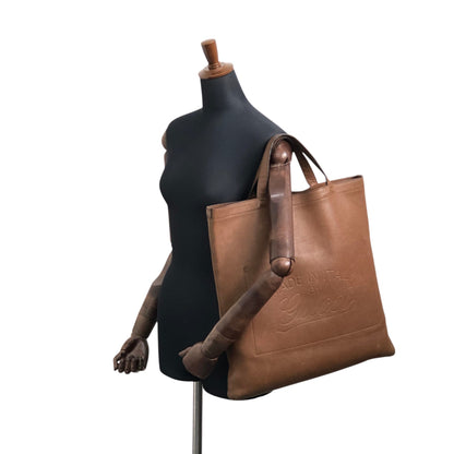 GUCCI Logo Embossed Totebag Brown Vintage 7tbu4m