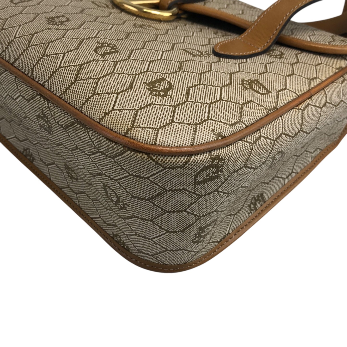 Christian Dior Honeycomb Pattern Handbag Beige Vintage 64sff4