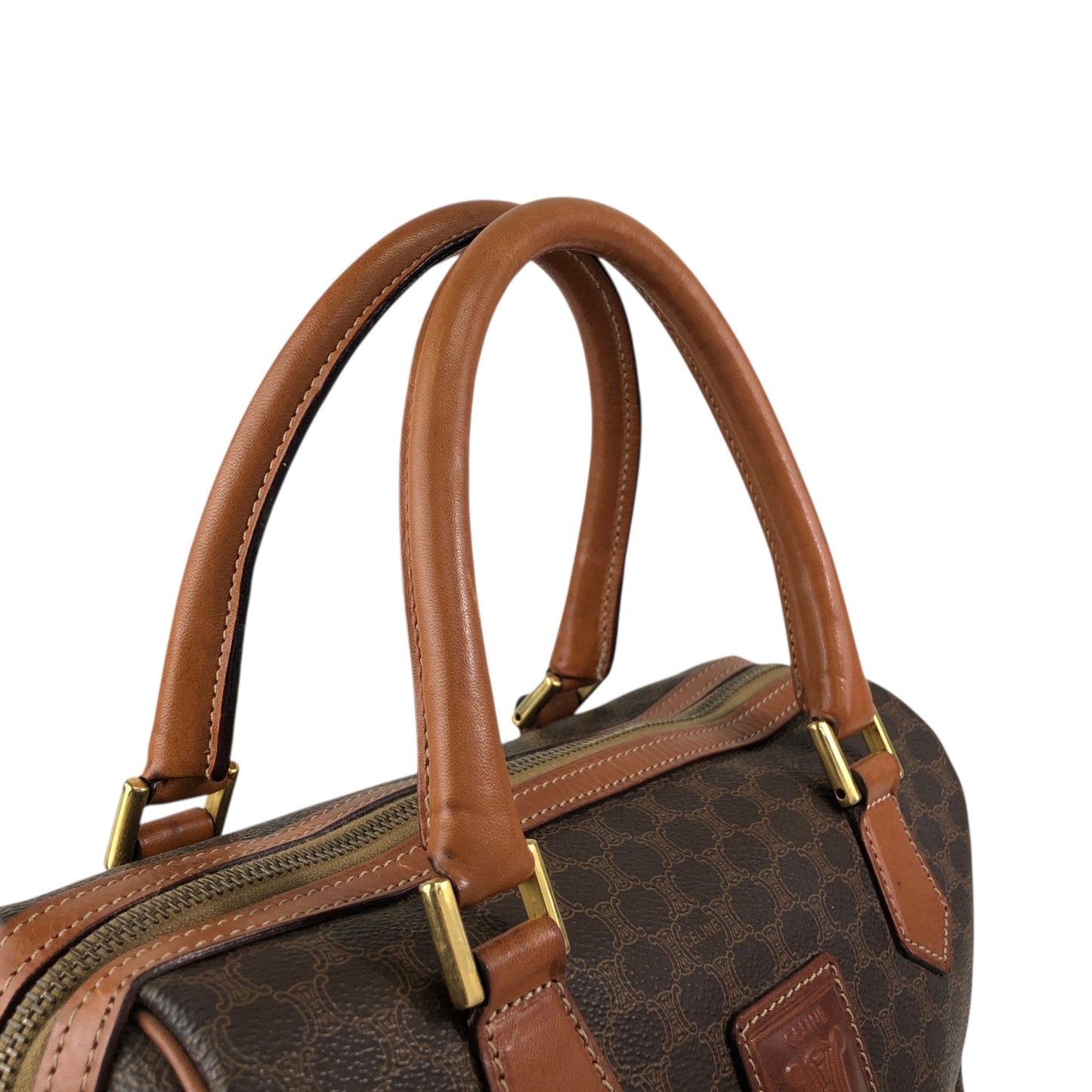 CELINE Macadam Blason Two-way Handbag Shoulder bag Brown Vintage mxkp72