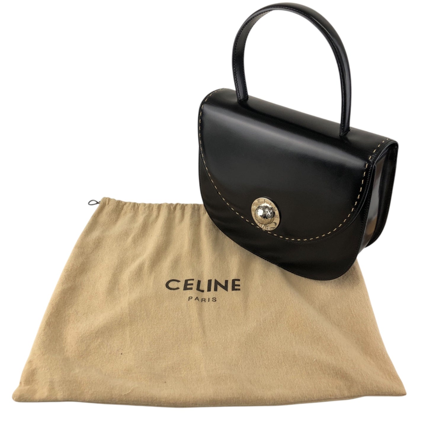 CELINE Starball Round Handbag Black Vintage 2ngrau