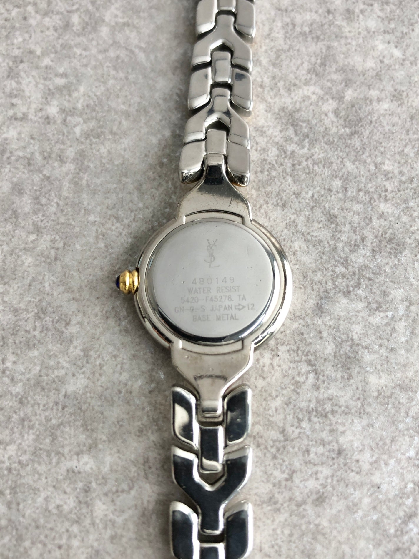 Yves Saint Laurent Logo Quartz Watch Silver×Gold 5420-F45278 Vintage 46jnbp