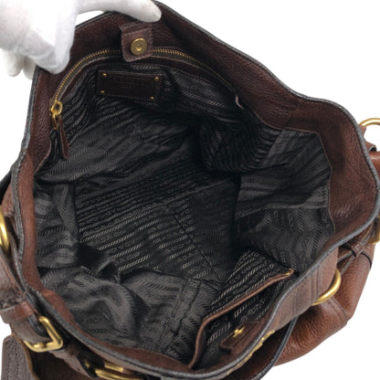 PRADA Logo Shoulder bag Brown Vintage viv5ss