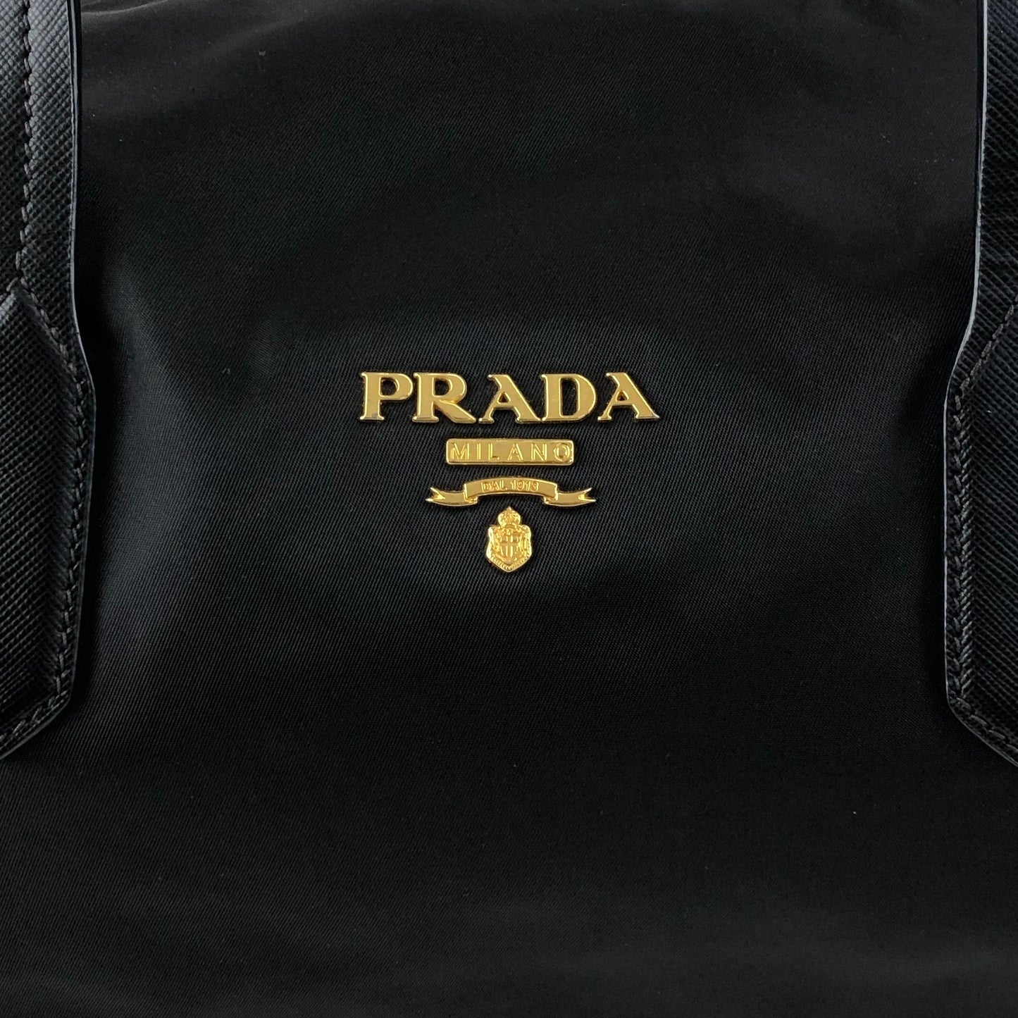 PRADA Logo Small Boston bag Handbag Black Vintage 754ve8