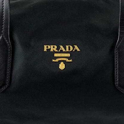 PRADA Logo Small Boston bag Handbag Black Vintage 754ve8