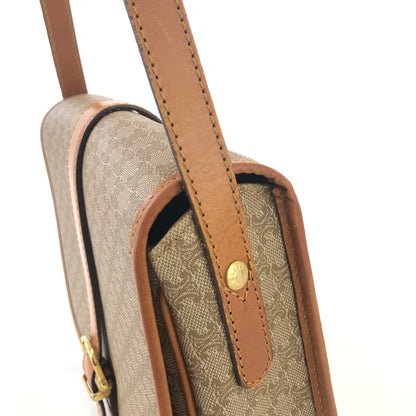 CELINE Macadam PVC Leather Crossbody Shoulder bag Beige Vintage vgsu6a