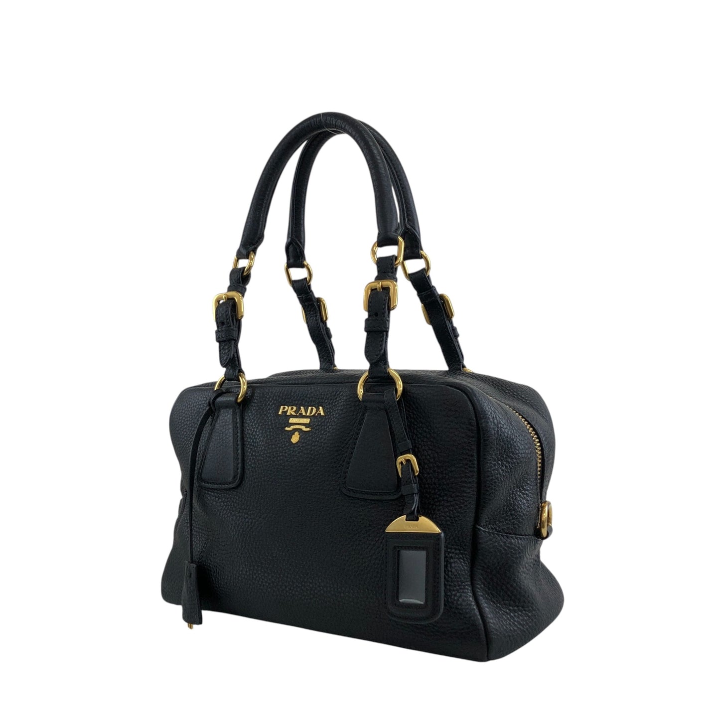PRADA Logo Handbag Black Vintage nn2dx6