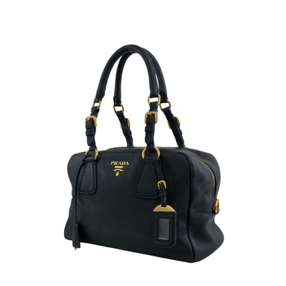 PRADA Logo Handbag Black Vintage nn2dx6