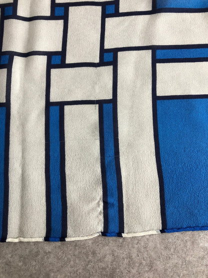 Yves Saint Laurent SILK Scarf Blue×White Vintage 8tjh4p
