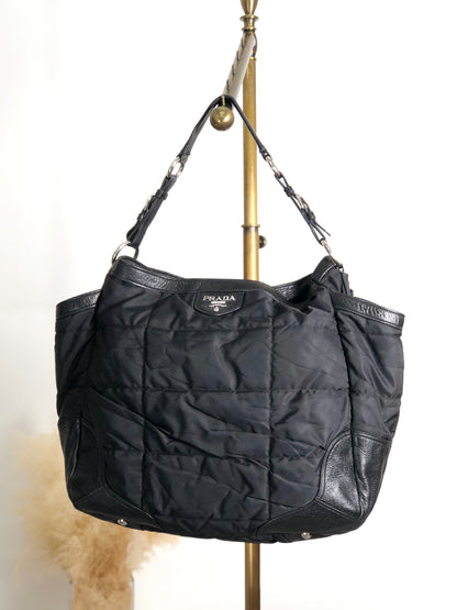 PRADA Logo Shoulder bag Totebag Black Vintage td4ahh