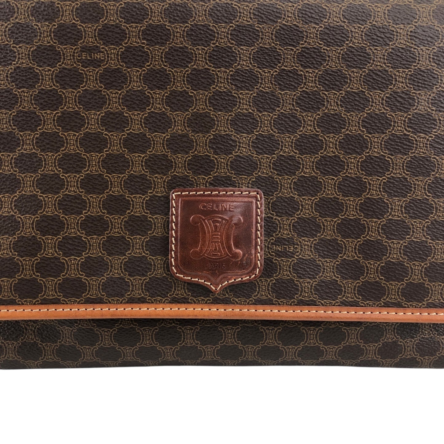 CELINE Macadam Blason Shoulder bag Brown Vintage fchn4d