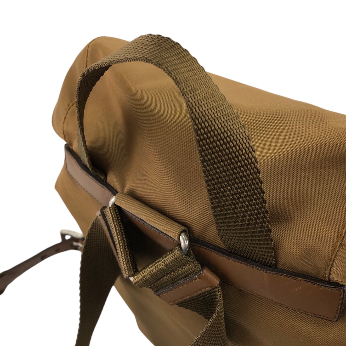 PRADA Tessuto Triangle Logo Double Pocket Backpack Beige Vintage rb8azz