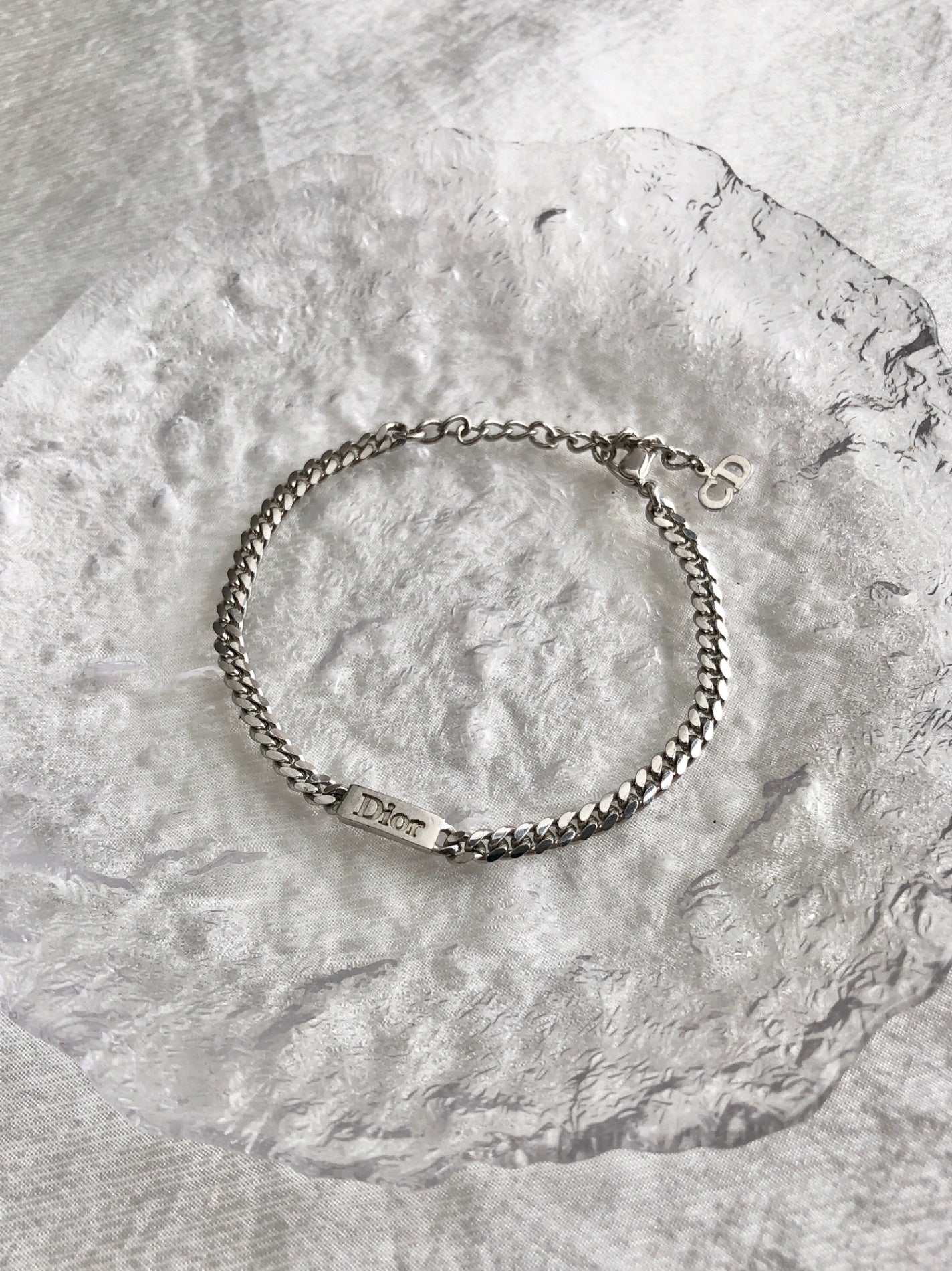 Christian Dior Logo Motif Bracelet Silver Vintage ib8m5k