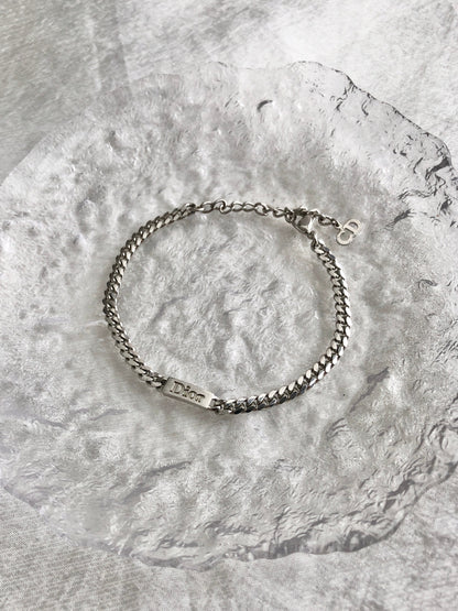 Christian Dior Logo Motif Bracelet Silver Vintage ib8m5k