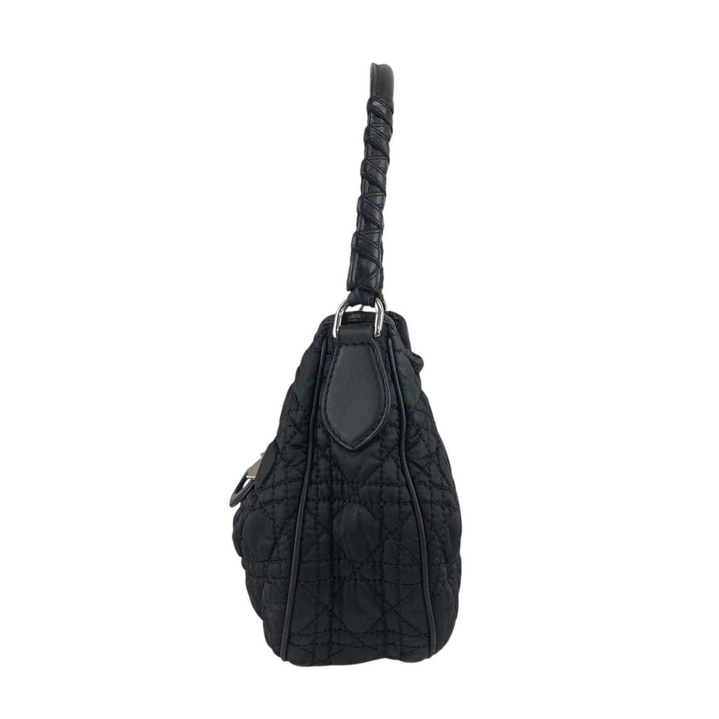 Christian Dior Cannage Logo Charm Shoulder bag Hobobag Black Vintage j5gaea