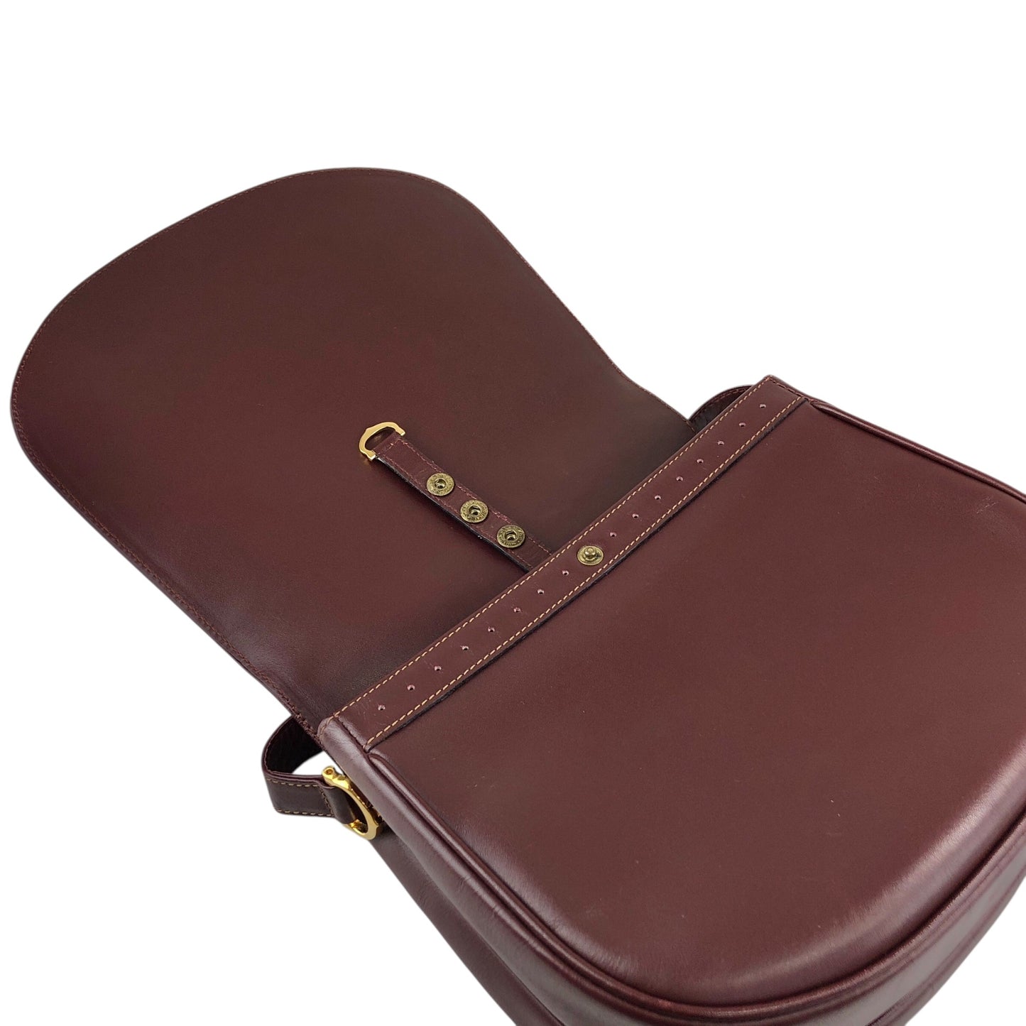 Cartier Logo Embossed Round Shoulder bag Bordeaux Vintage i6sky4