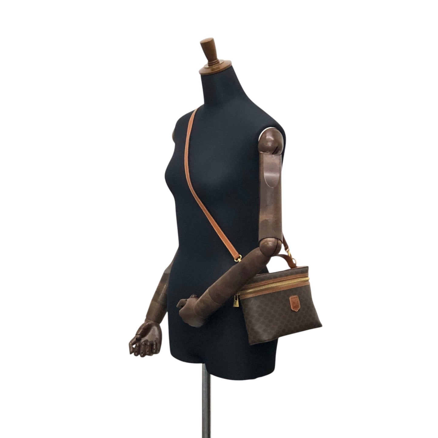 CELINE Macadam Blason Two-way Shoulder bag Vanity bag Brown Vintage hts83y