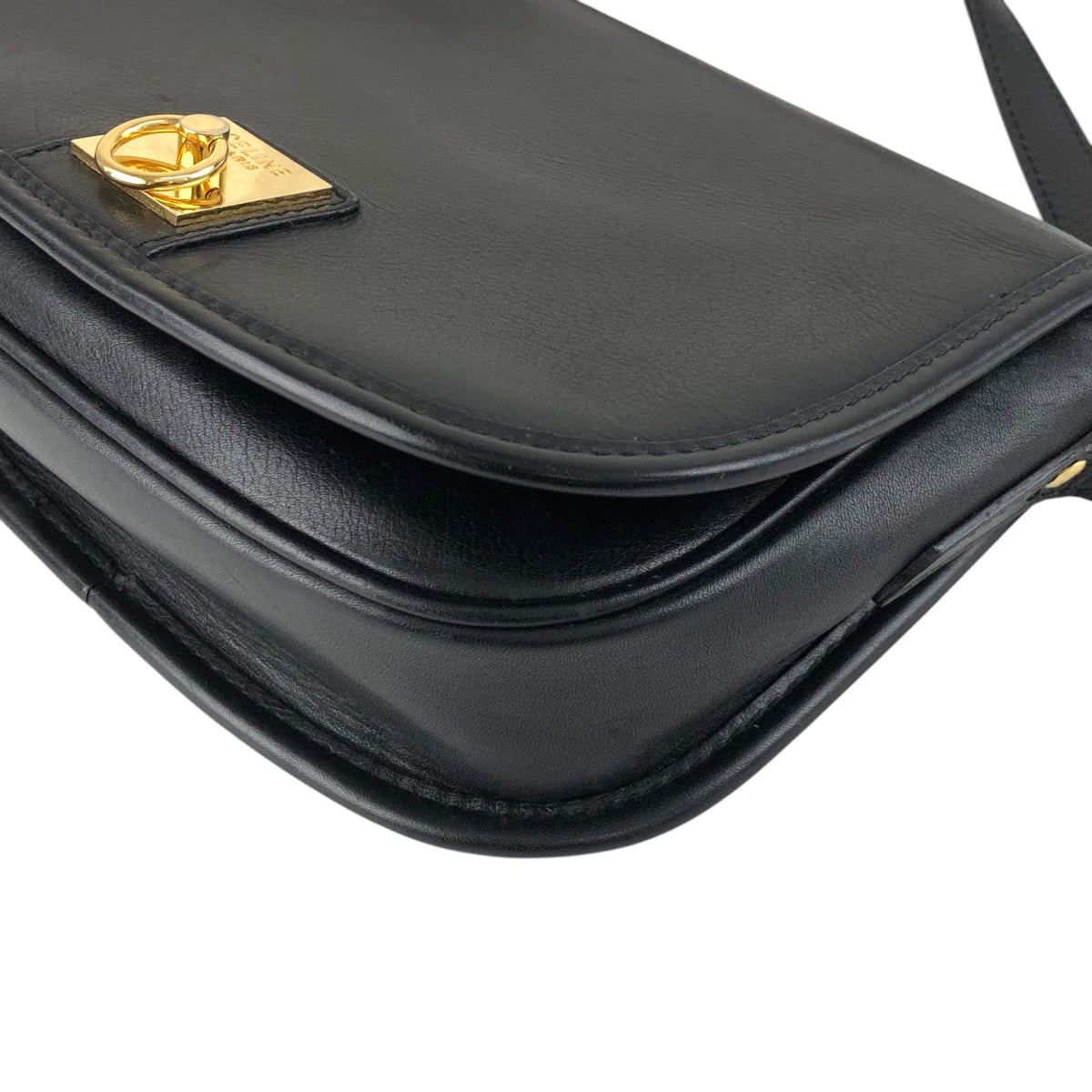 CELINE Gancini Shoulder bag Black Vintage b3ugaa