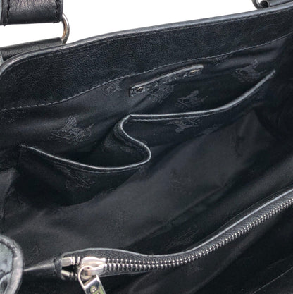 CELINE Horse Carriage Logo Handbag Black Vintage v5s4uu