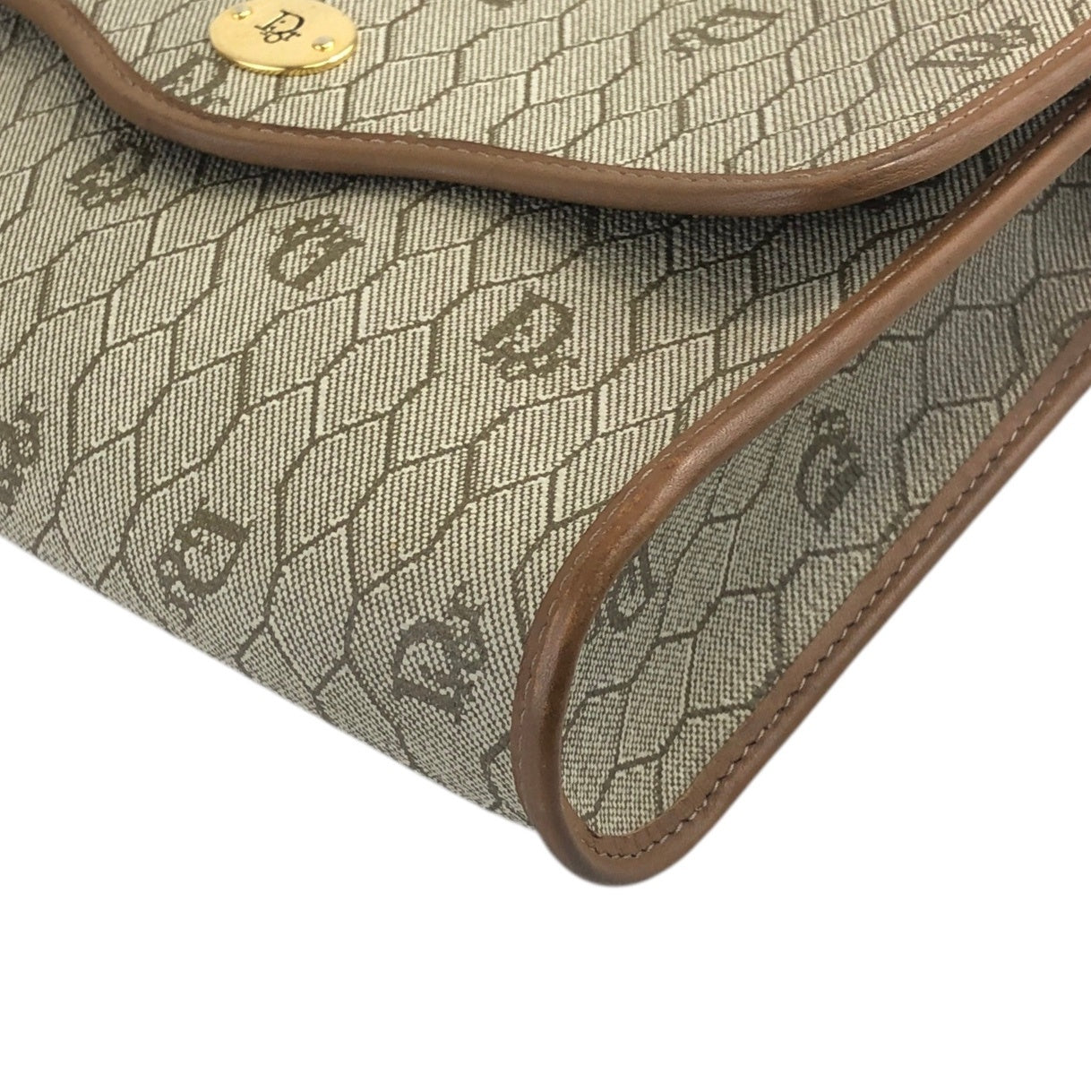 Christian Dior Honeycomb Pattern Shoulder bag Beige Vintage j4tc6b